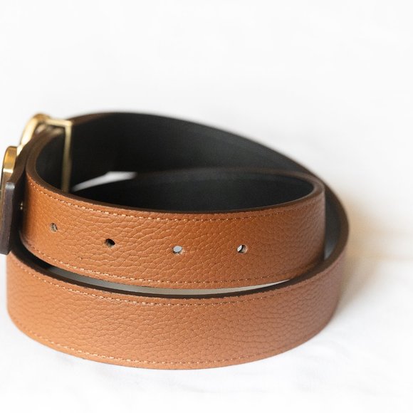 Women Reversible Horsebit Belt - SHINY GOLD BUCKLE